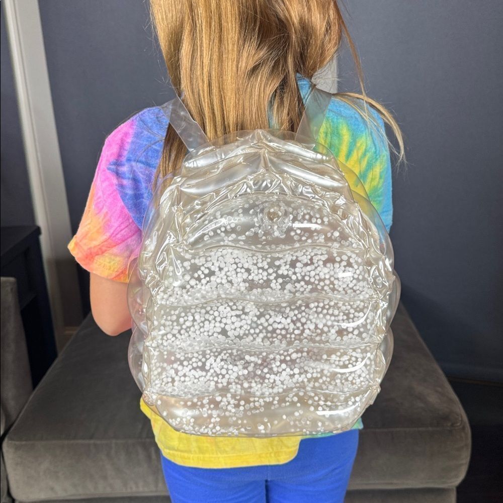 White/Silver Inflatable Bubble BackPack Foam Ball New in Packaging One Size